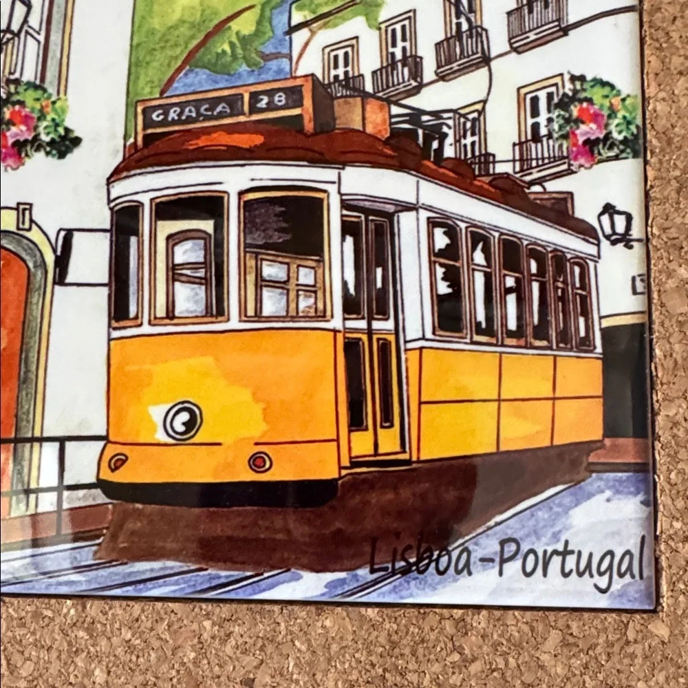 Portuguese Ceramic and 8” Square Cork Trivet or Hot Pad